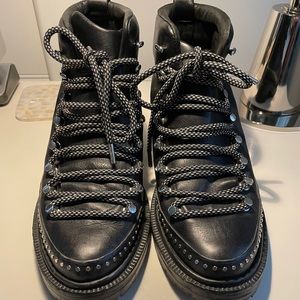 Leather hiking boots